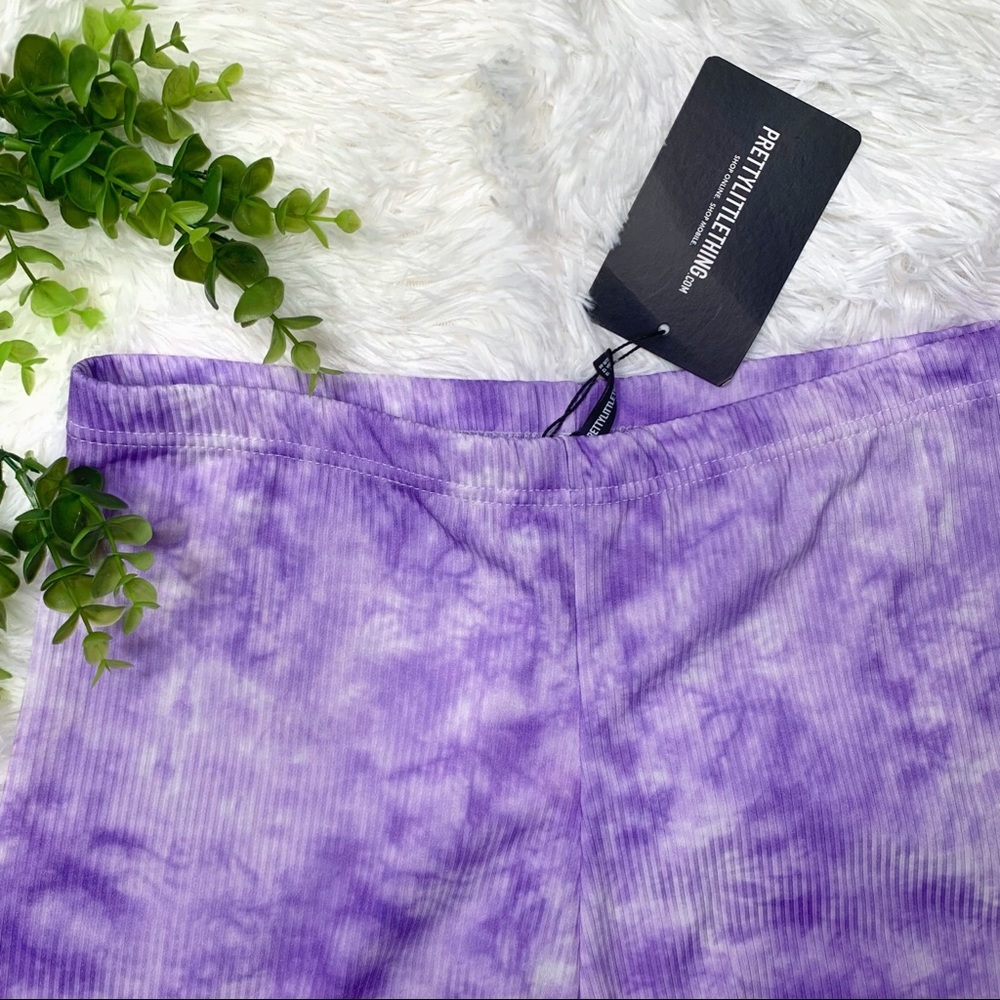 PrettyLittleThing Purple Tie Dye Rib Biker Shorts